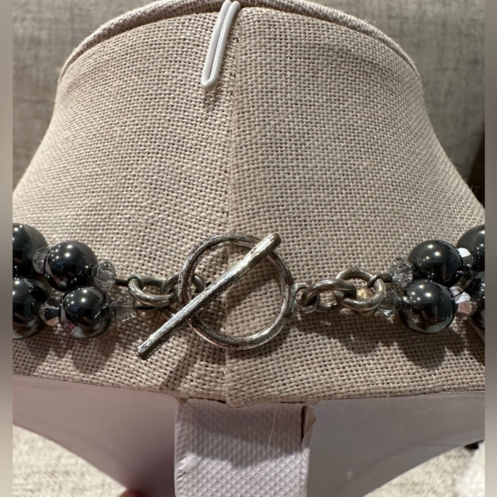 Double layer gray beads with rhinestone & Aurora Borealis spacers. Gorgeous - Picture 6 of 6